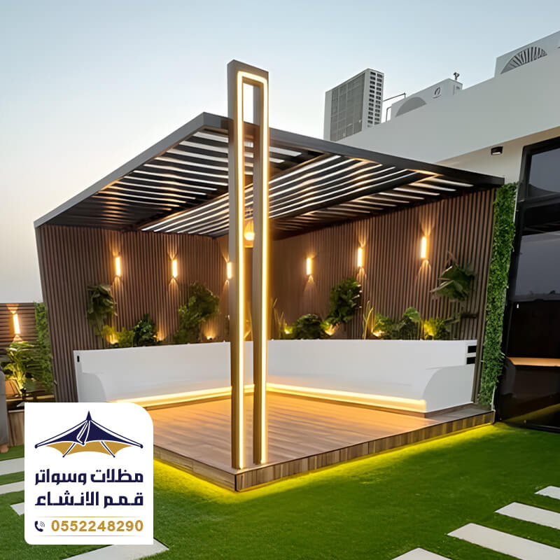 تركيب برجولات حديد مع تغطية بديل خشب