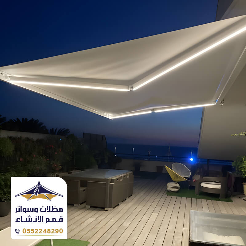 مظلات كهربائية باضاءة ليلية جميلة