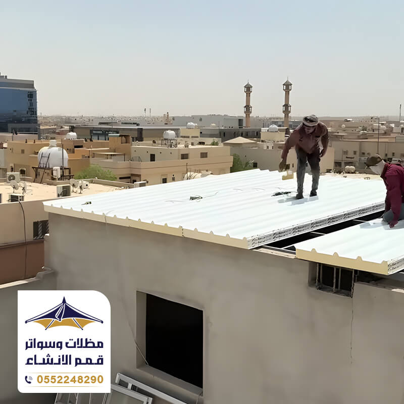 سقف ملحق ساندوتش بانل بعزل حراري